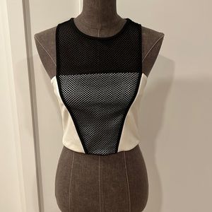 NWT Express white and black mesh crop top